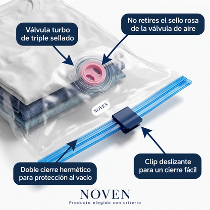 SuperVacuum NOVEN | 5 bolsas al vacío + bomba manual