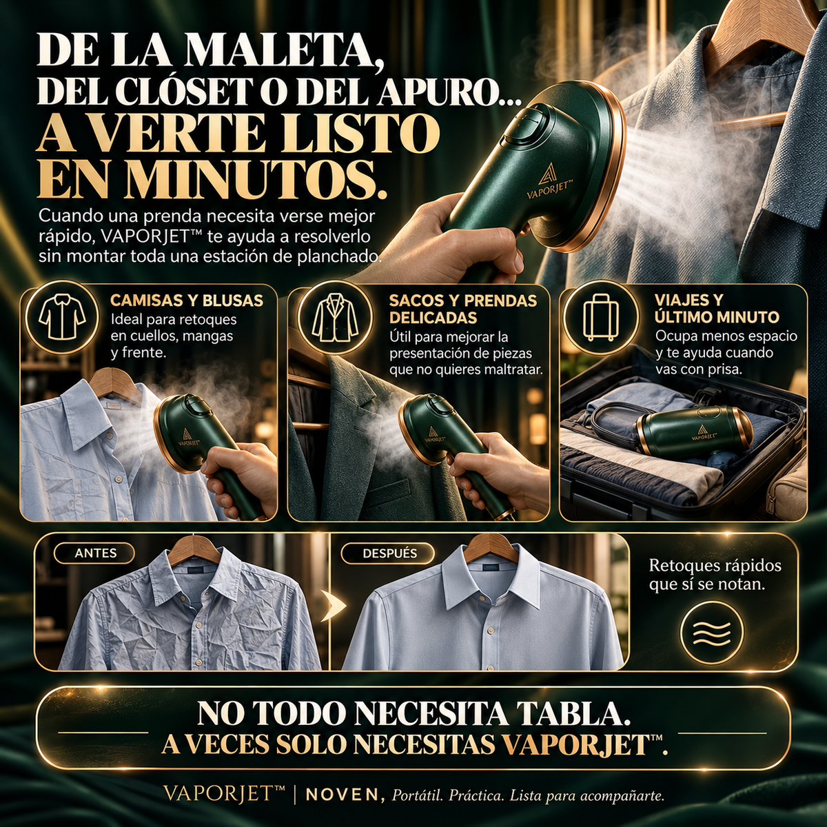 VAPORJET™ | Mini Plancha de Vapor Portátil NOVEN