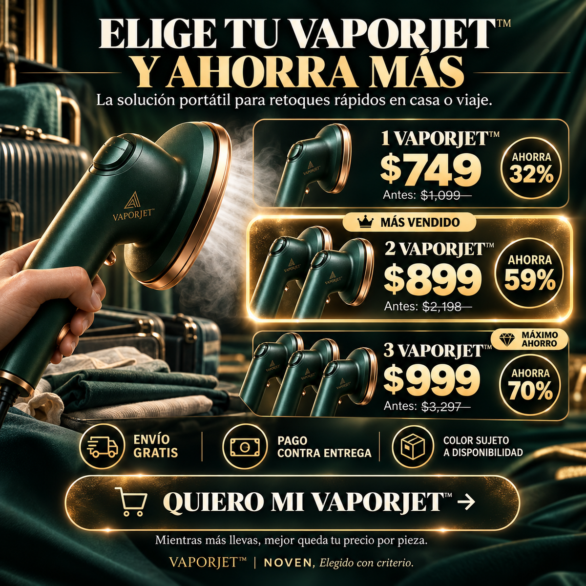 VAPORJET™ | Mini Plancha de Vapor Portátil NOVEN