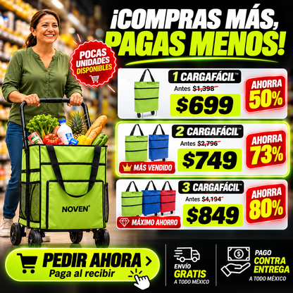 CARGAFÁCIL™ | Carrito de Mercado Plegable NOVEN